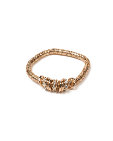 Crystal Gold Tone Beaded Charm On Chain Wristwear