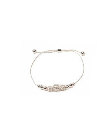 Crystal Silver Tone Pave Ball Fine Wristwear