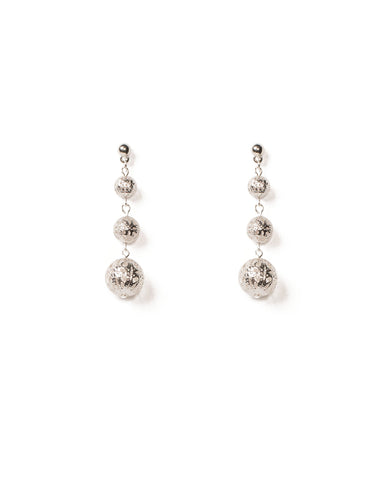 Silver Tone Metal Filigree Ball Drop Earrings