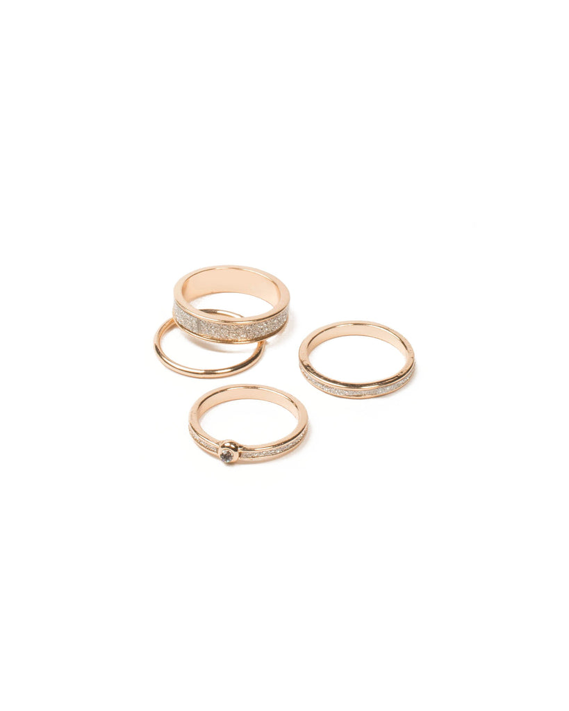 Glitter Gold Tone Ring Set - Large