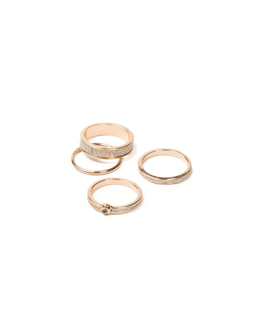 Glitter Gold Tone Ring Set - Large