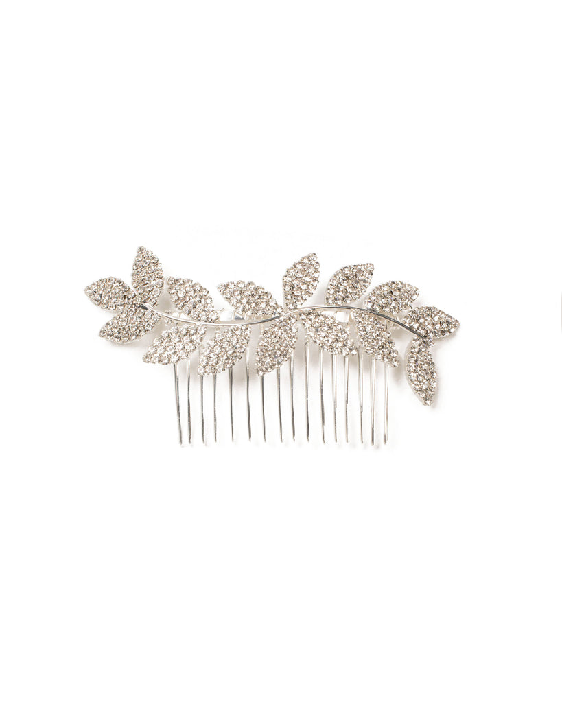 Crystal Diamante Leaf Pave Comb