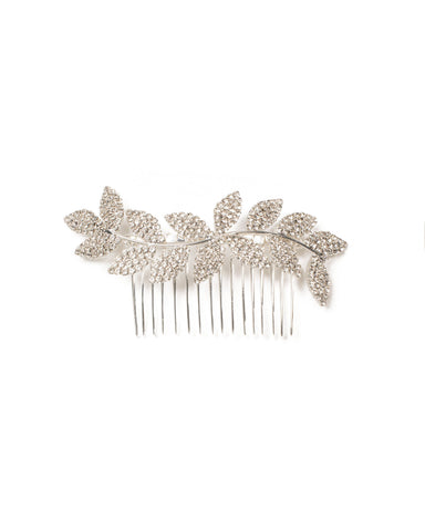 Crystal Diamante Leaf Pave Comb