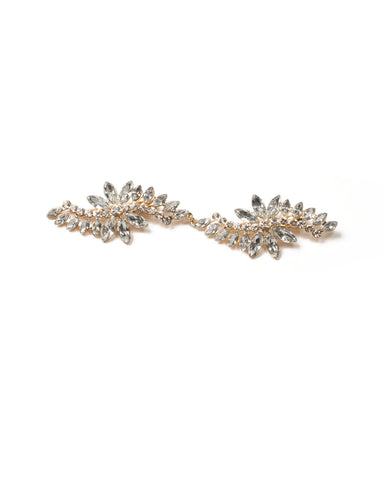 Crystal Gold Tone Encrusted Leaf Hair Clip
