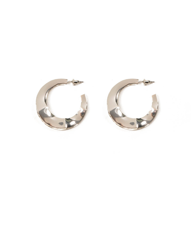 Silver Tone Double Metal Layer Hoop Earrings