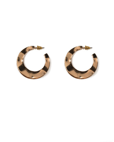 Gold Tone Double Metal Layered Hoop Earrings