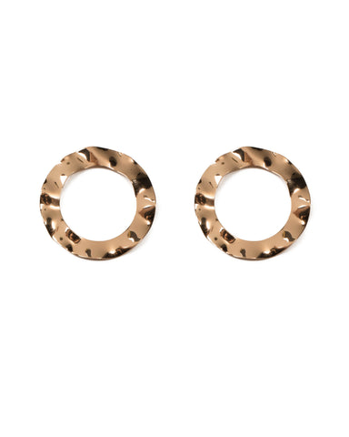 Gold Tone Large Organic Metal Disk Statement Earrings