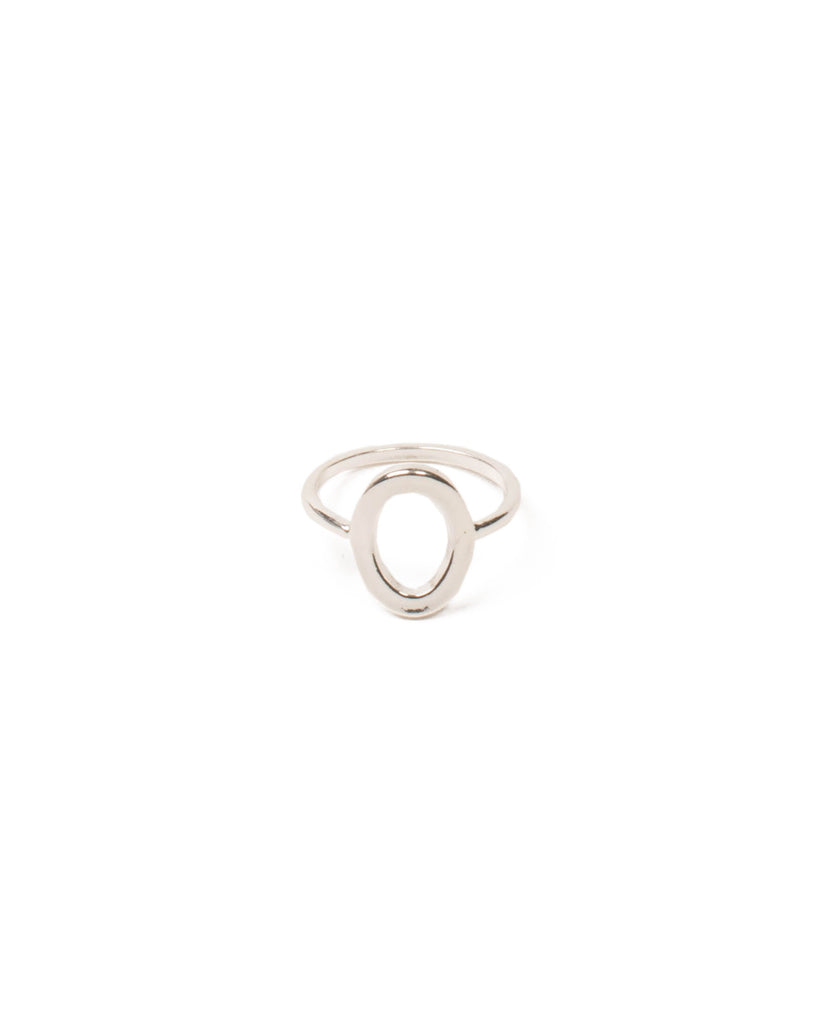 Silver Tone Fine Metal Oval Ring - Large
