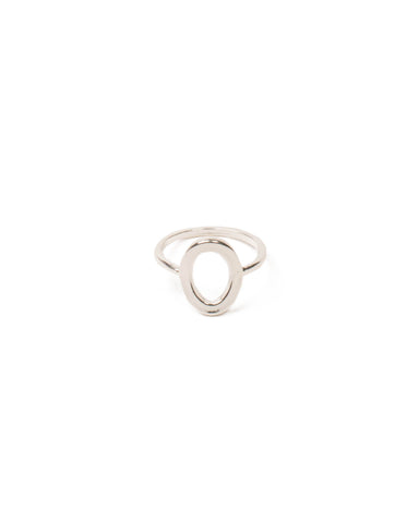 Silver Tone Fine Metal Oval Ring - Large