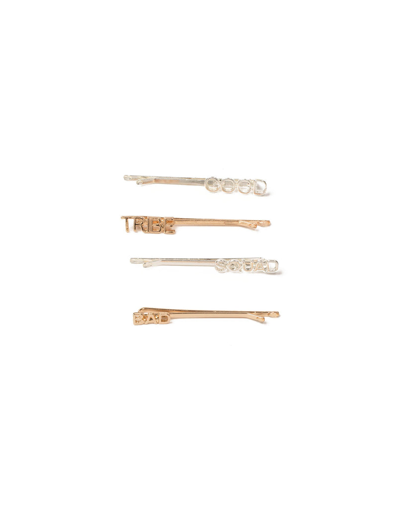 Gold And Silver Words Hair Pins