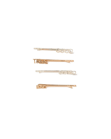 Gold And Silver Words Hair Pins