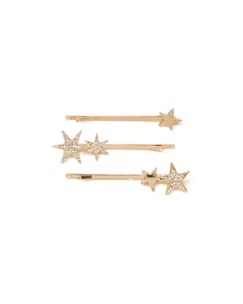 Gold Pave Star Hair Pins Pack