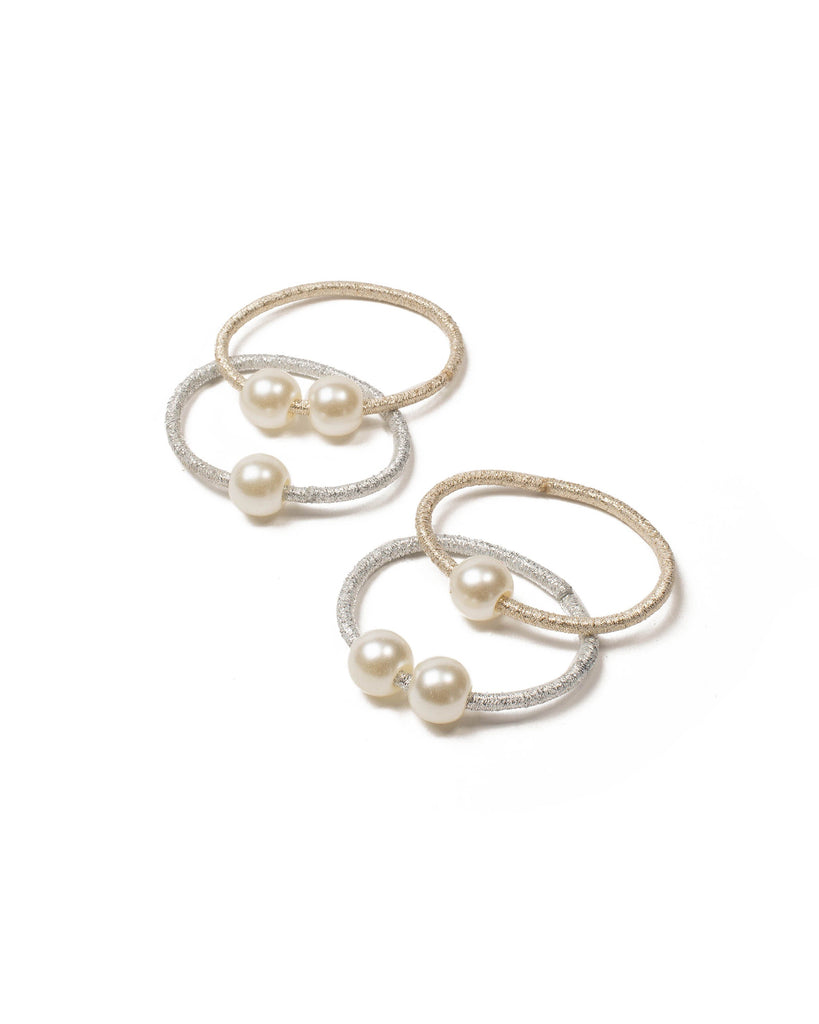 Silver And Gold Pearl And Metallic Hair Ties