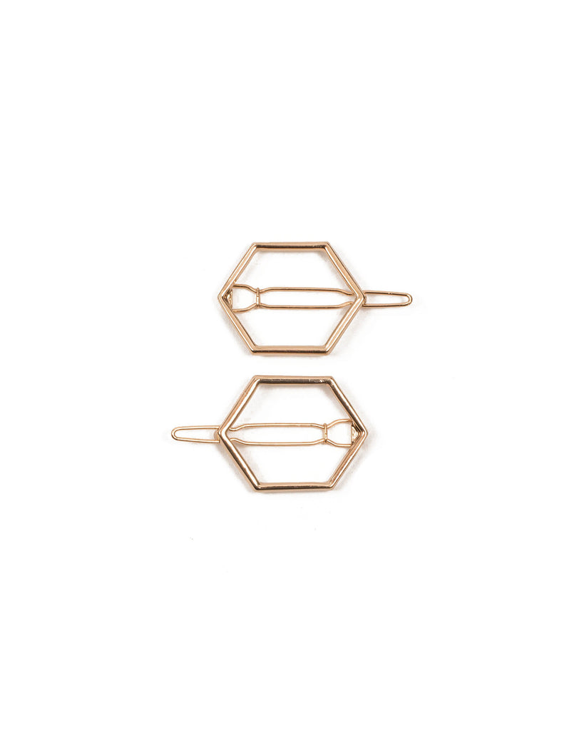 Gold Tone Hex Metal Hair Clip