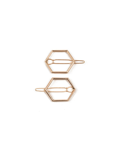 Gold Tone Hex Metal Hair Clip