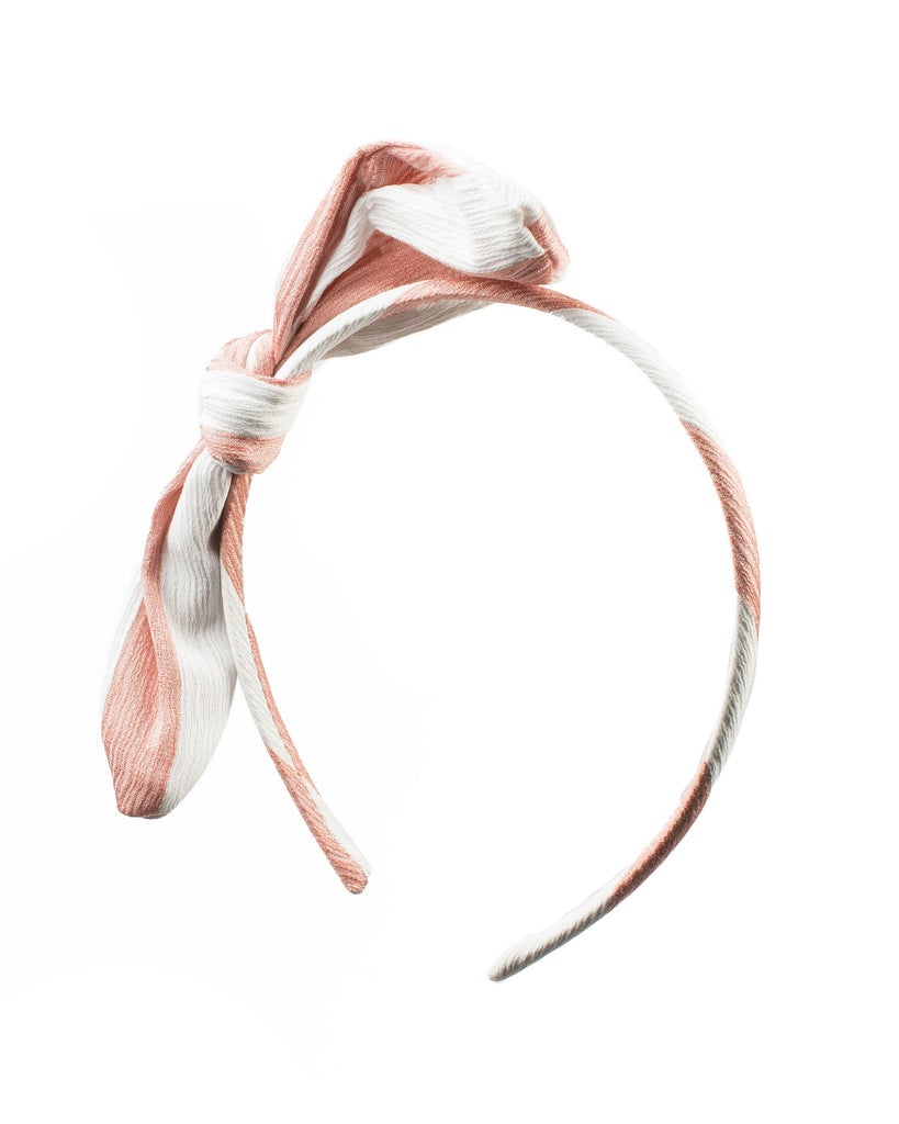 Pink And White Stripe Bow Headband