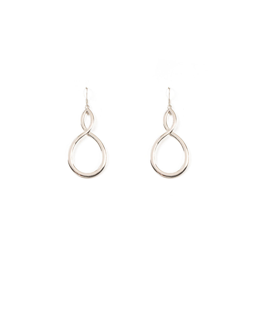 Silver Tone Figure Eight Metal Drop Earrings
