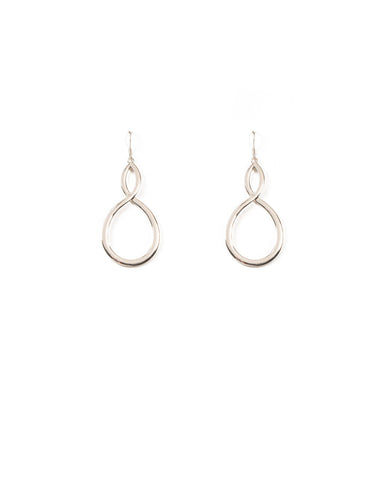 Silver Tone Figure Eight Metal Drop Earrings