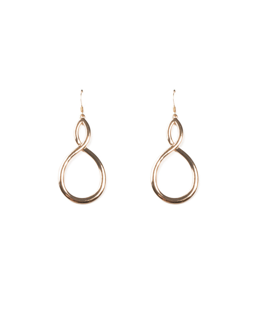 Gold Tone Figure Eight Metal Drop Earrings