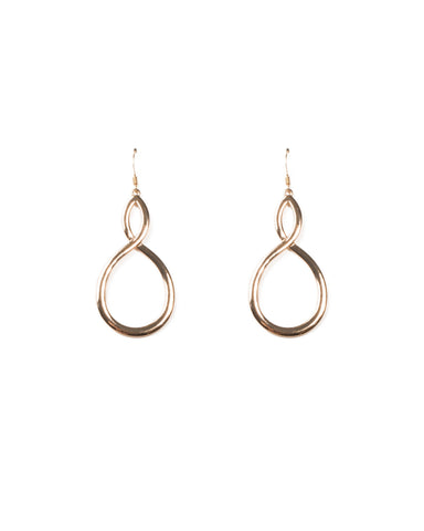 Gold Tone Figure Eight Metal Drop Earrings