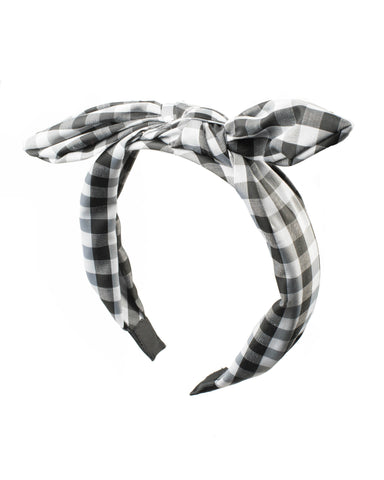 Black Checkered Bow Headband