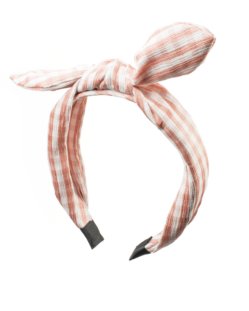 Pink Checkered Bow Headband