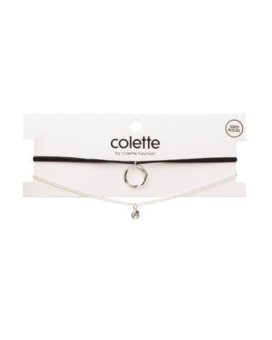 Black Silver Tone Metal Disc Choker Pack