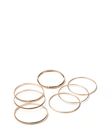 Gold Tone Hammered Metal Bangles Pack