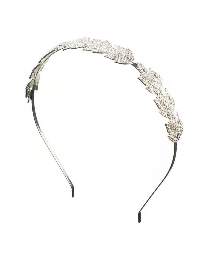 Crystal Pave Leaf Metal Headband