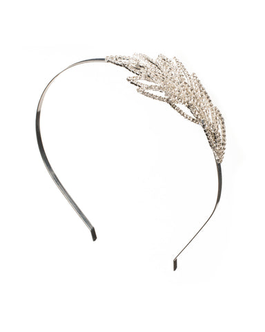 Crystal Large Feather Pave Metal Headband