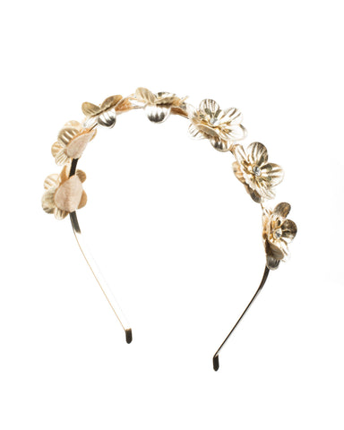 Gold Faux Nappa Floral Headband