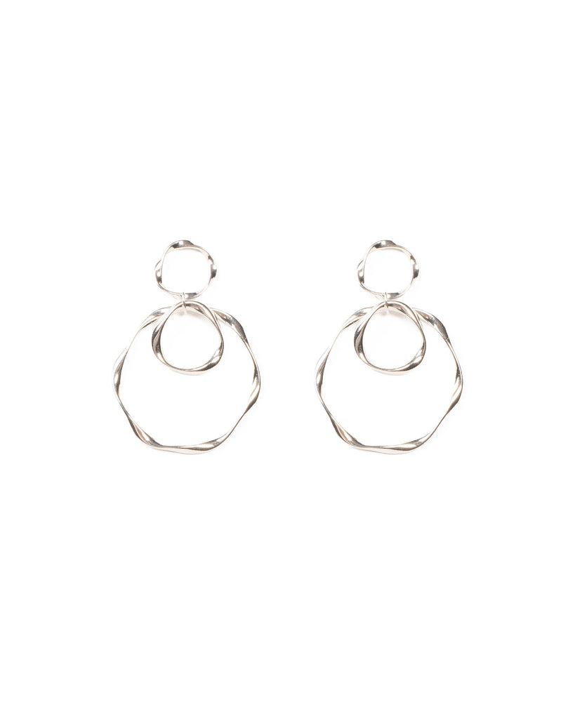 Silver Tone Twisted Loop Drop Earrings