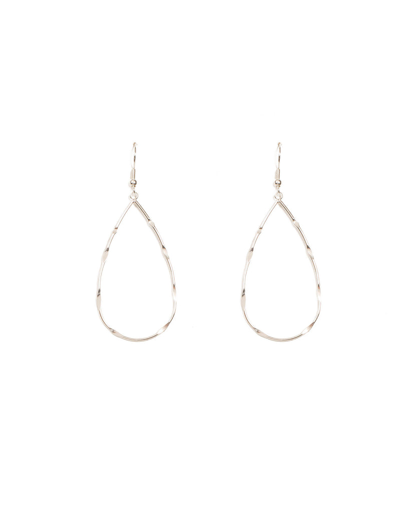 Silver Tone Fine Metal Teardrop Earrings
