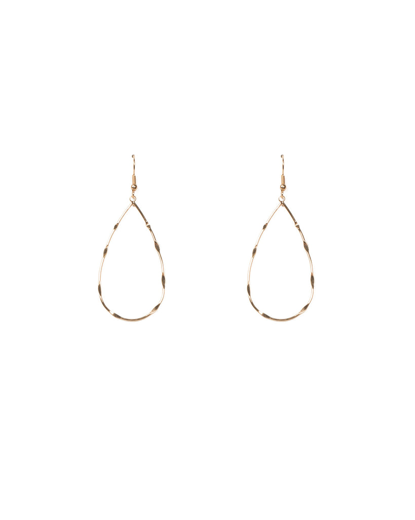 Gold Tone Fine Metal Teardrop Earrings