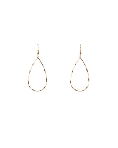 Gold Tone Fine Metal Teardrop Earrings