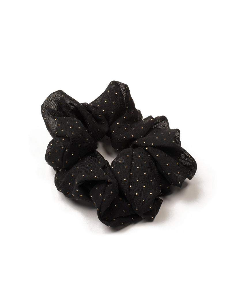 Black Metallic Dot Scrunchie