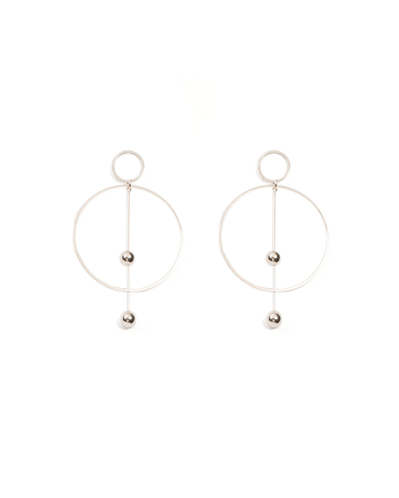Silver Tone Metal Bar Ring Earrings