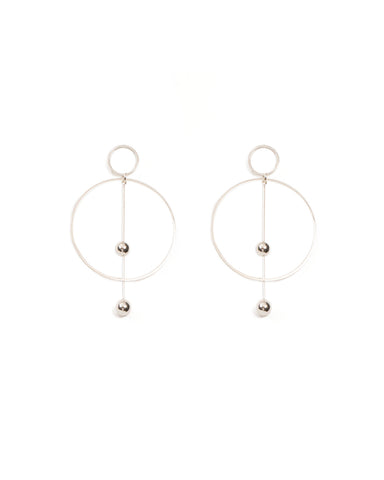 Silver Tone Metal Bar Ring Earrings