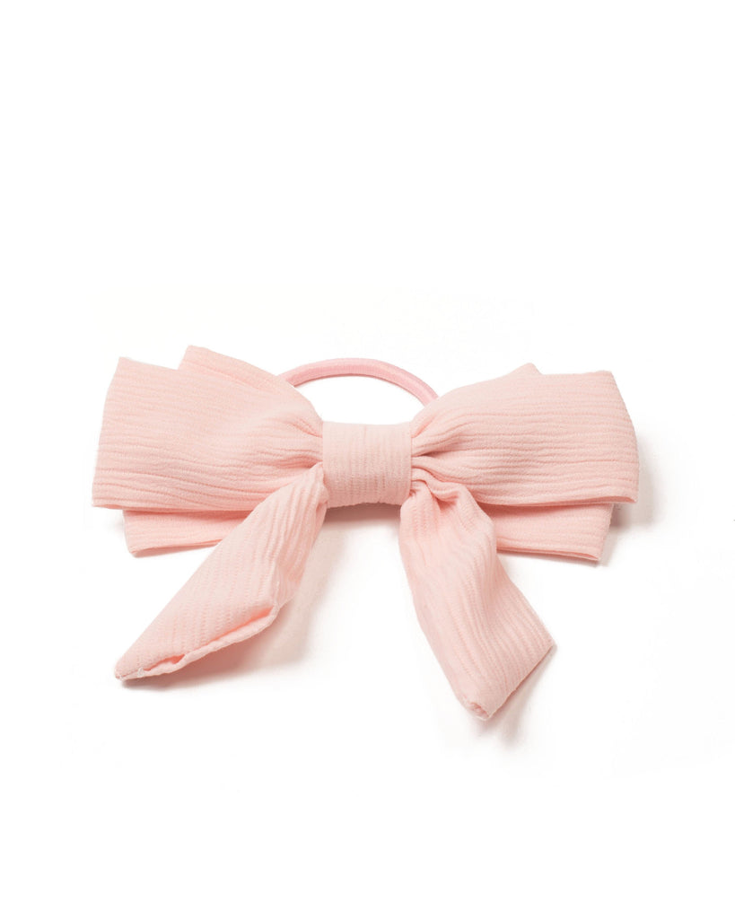 Pink Crepe Bow Hair Tie
