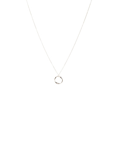 Silver Tone Twisted Ring Pendant Necklace