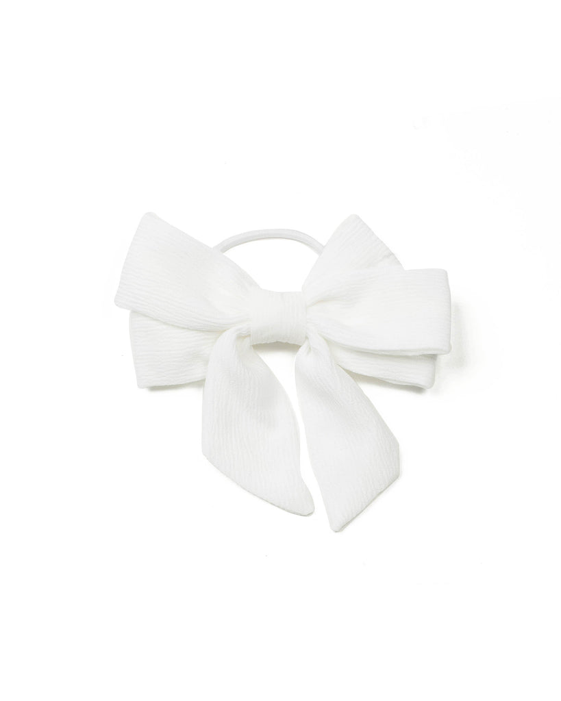 White Crepe Bow Hair Tie