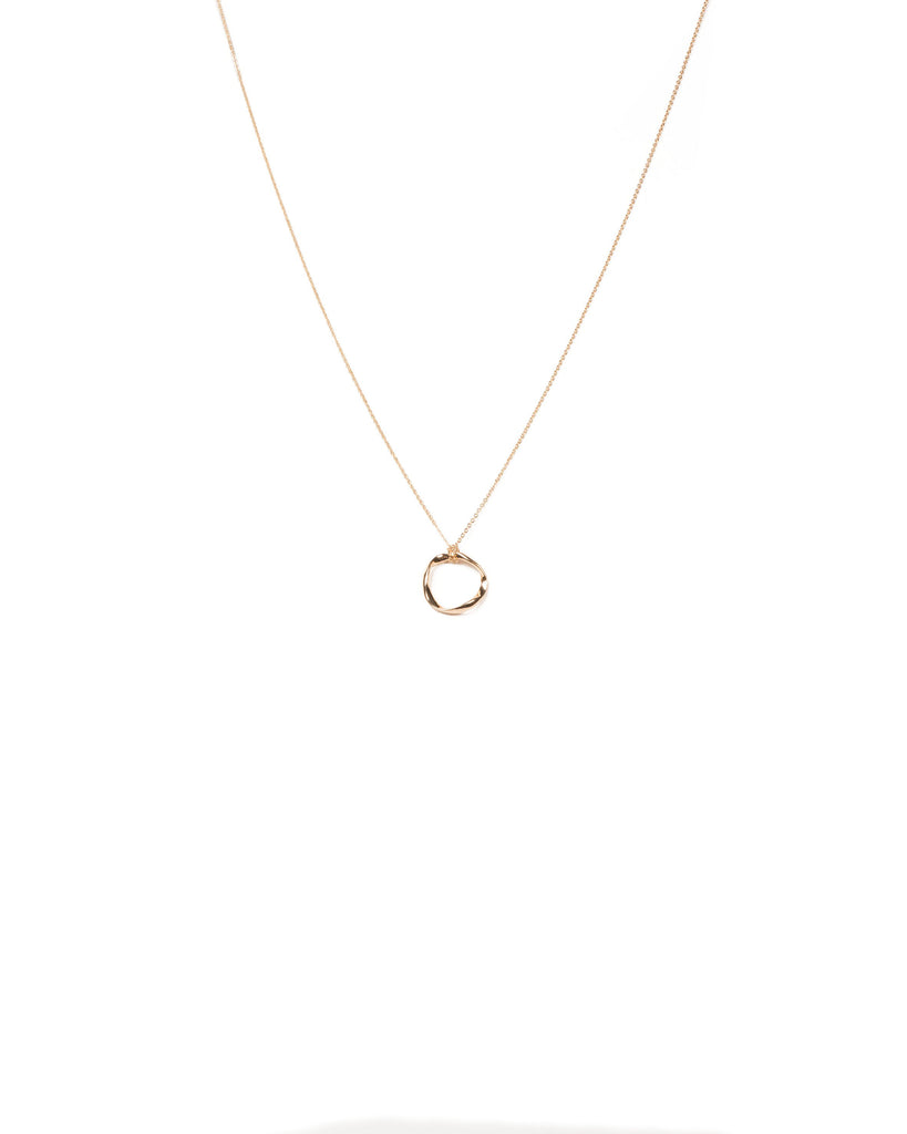 Gold Tone Twisted Ring Pendant Necklace
