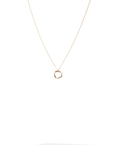 Gold Tone Twisted Ring Pendant Necklace