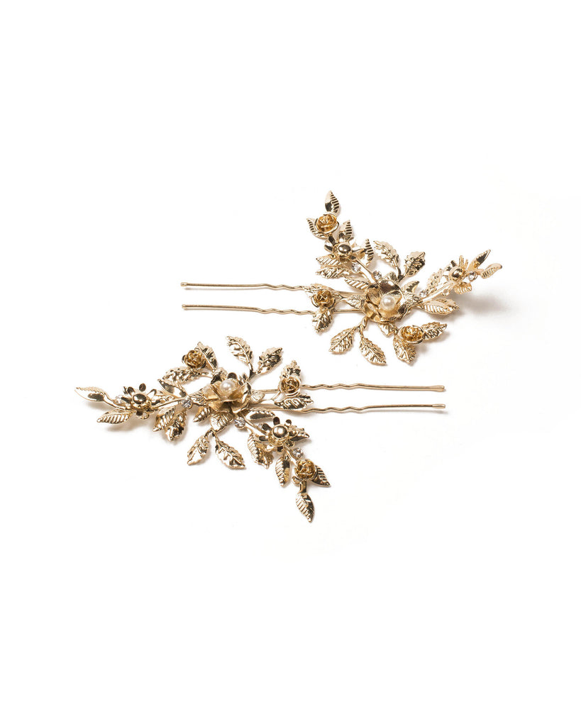 Gold Multi Leaf Metal Hair Pins