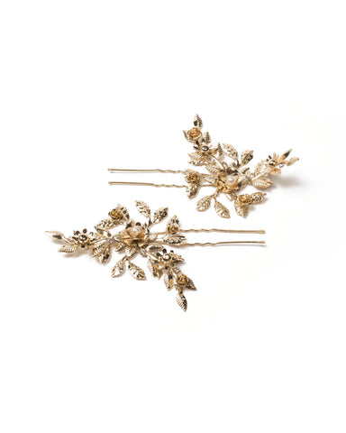 Gold Multi Leaf Metal Hair Pins