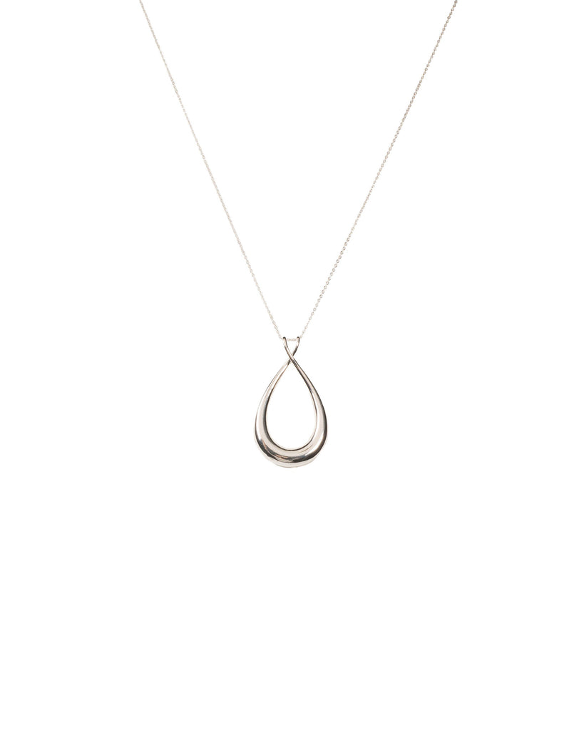 Silver Tone Cross Over Pendant Necklace