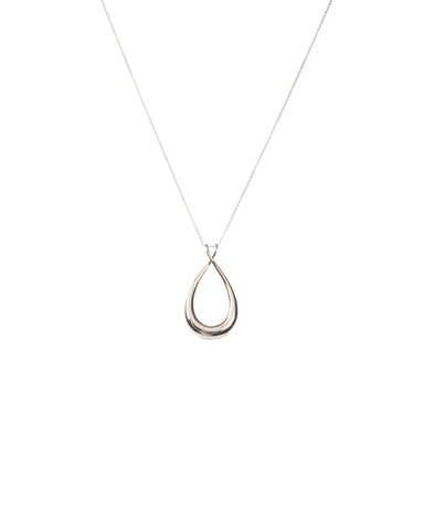 Silver Tone Cross Over Pendant Necklace