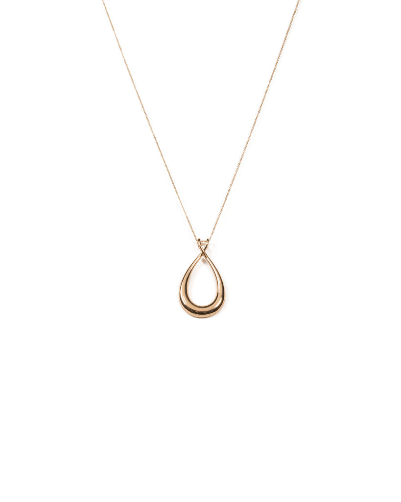 Gold Tone Cross Over Pendant Necklace