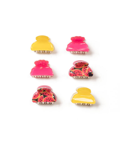Pink And Yellow Multi Colour Mini Hair Clips