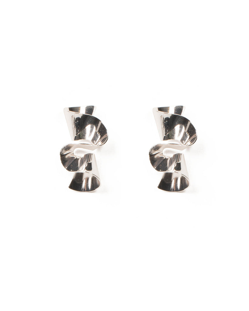 Silver Tone Metal Twist Earrings